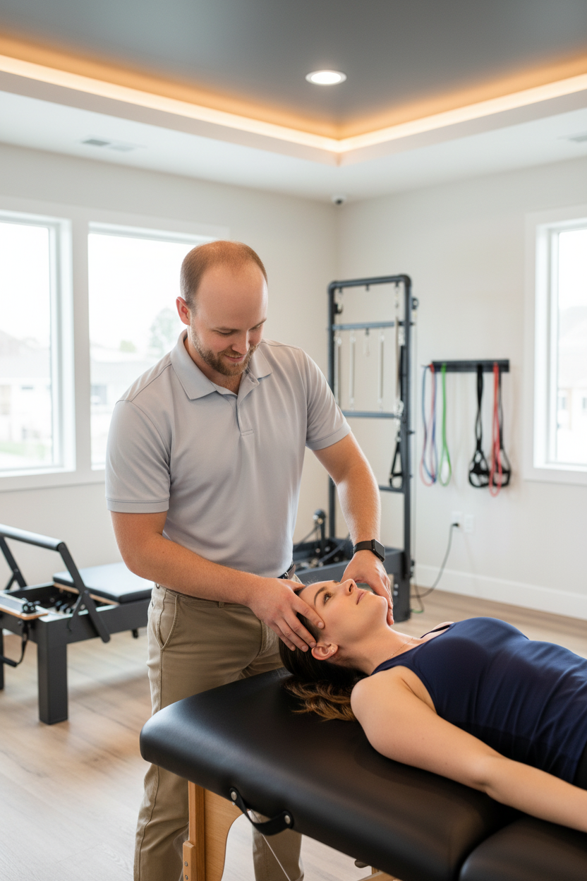 Physical therapist providing hands-on manual therapy treatment in San Antonio to address musculoskeletal pain and dysfunction