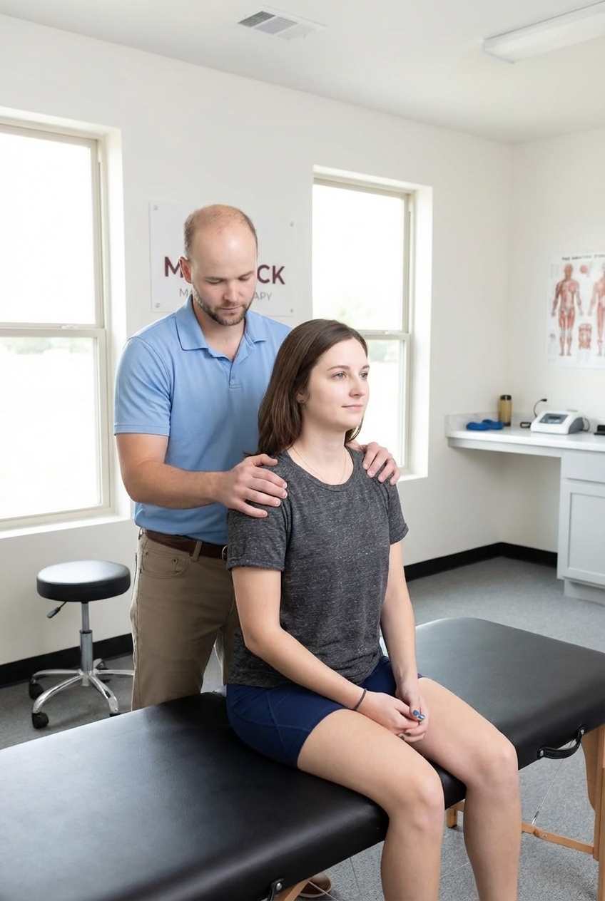 Patient working with a provider at a manual therapy clinic in San Antonio