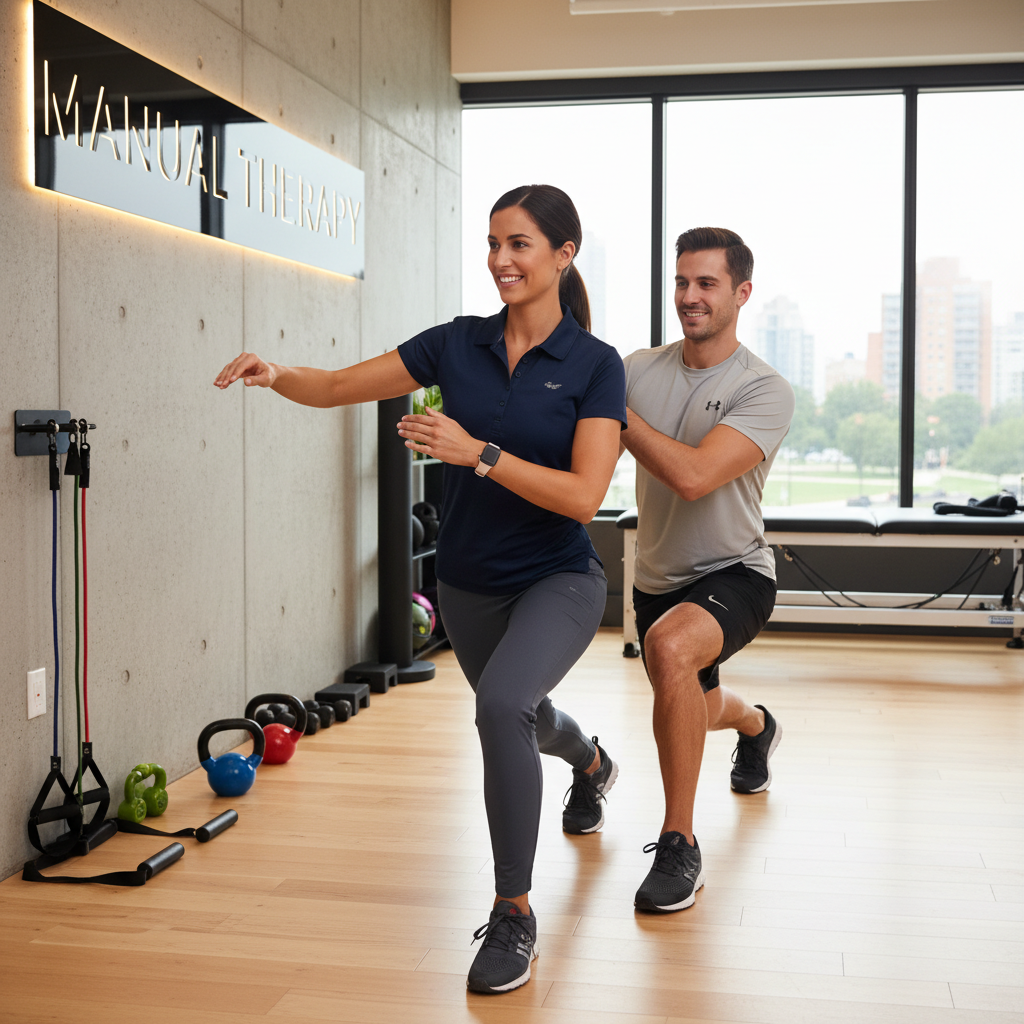 San Antonio physical therapist demonstrating therapeutic exercise technique during personalized rehabilitation session